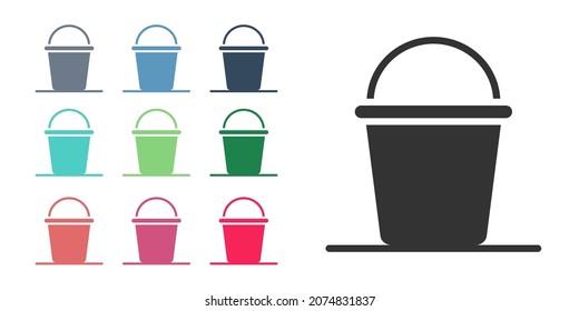 Black Bucket icon isolated on white background. Set icons colorful. Vector