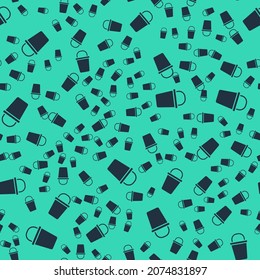 Black Bucket icon isolated seamless pattern on green background. Cleaning service concept.  Vector