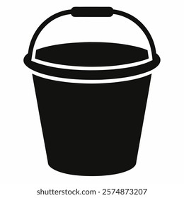 Black bucket icon vector on white background.