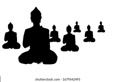 Black Buddha on a white background.vector illustration.