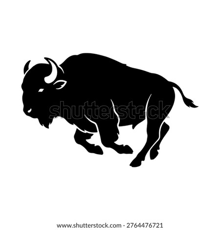 black buffalo bison running silhouette isolated on white background powerful charging wild animal graphic design perfect for western themes sports logos prints tribal art and wildlife projects