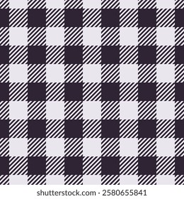 Black Buffalo check seamless pattern. Checkered plaid texture. Geometric square fabric print.