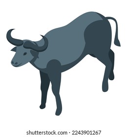 Black buffalo icon isometric vector. American bison. Water wild