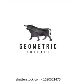 black buffalo logo - low poly geometric style - modern vector illustration design