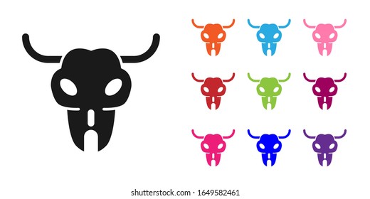 Black Buffalo skull icon isolated on white background. Set icons colorful. Vector Illustration