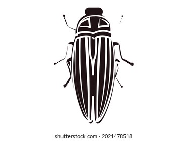 Black bug icon on white background.