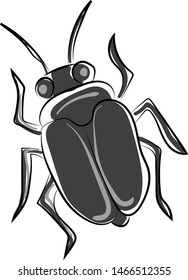 Black bug, illustration, vector on white background.