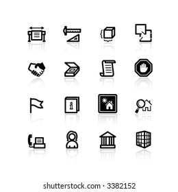 iconos de arquitectura y construcción negros