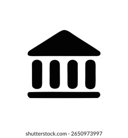 Un edificio negro con el Vector del icono de las columnas