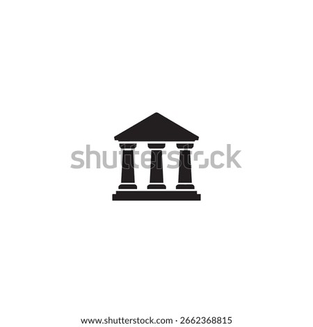 black Building icon. Building with iconic columns. Historic building. Vector icon isolated on white background.

