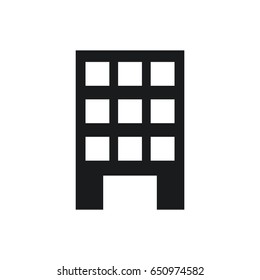 Black Building icon vector eps10. Building icon with windows. Building door open icon.