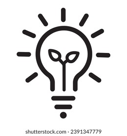 black bulb. flat stroke linear trend simple modern efficiency logotype design element isolated on white. concept of visionary info pictogram or conclusion symbol