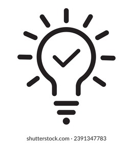 black bulb. flat stroke linear trend simple modern efficiency logotype design element isolated on white. concept of visionary info pictogram or conclusion symbol