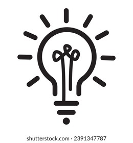 black bulb. flat stroke linear trend simple modern efficiency logotype design element isolated on white. concept of visionary info pictogram or conclusion symbol