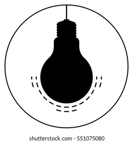 Black bulb icon on a round white background.