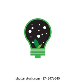 Black bulb with leaf logo design