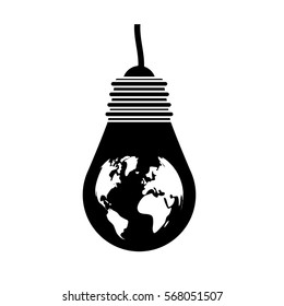 Black bulb planet environmental design, vector illustration