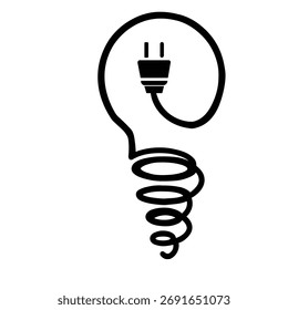 black bulb with  wire charger vector illustrator