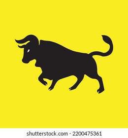 Black bull animal logo design