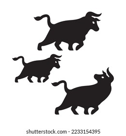 Black bull animal logo design . icon logo 