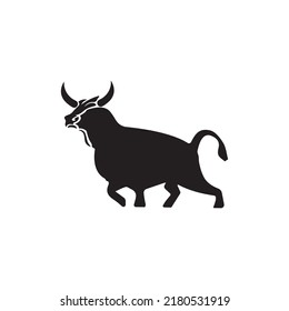 Black bull animal vector logo design 