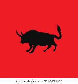 Black bull animal vector logo template design 