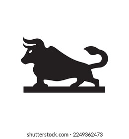 Black bull animal vector logo design . icon logo 