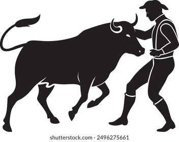 Black Bull Animal With White Background