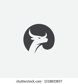 Black Bull in Circle Logo Design Inspiration, bull logo design inspiration, bull vector illustration