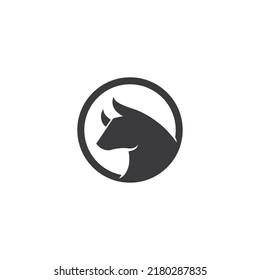 Black Bull head logo vector icon illustration design 