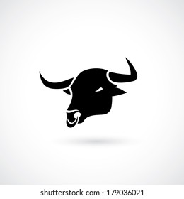 Black bull head - vector illustration