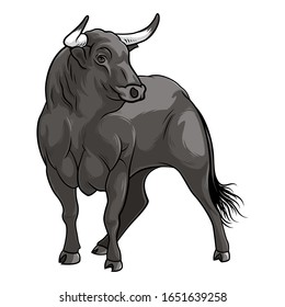 Black Bull. Isolated vector illustration on white background