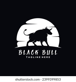 Black bull logo design creative concept Premium Vector