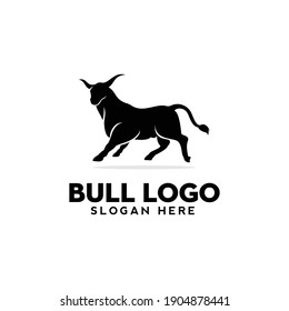 black bull logo design silhouette vector illustration,animal logo,logotype,symbol
