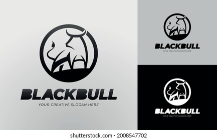 plantilla de logotipo de toro negro en vector modificable