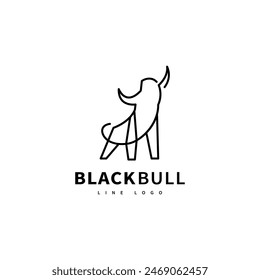 black bull monoline logo design illustration 3