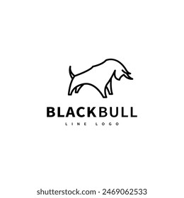 black bull monoline logo design illustration 2