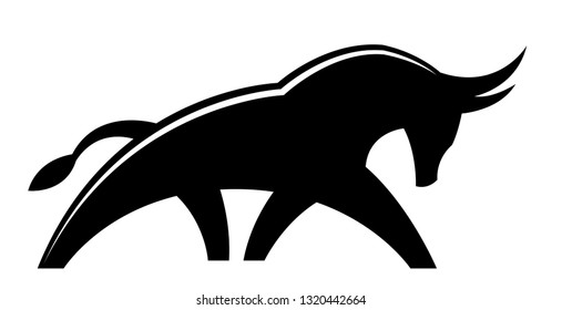 Black bull on a white background