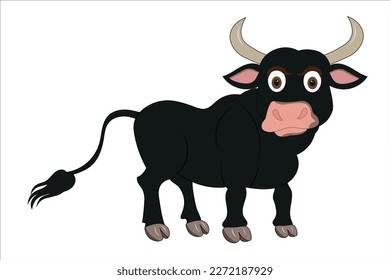 Black bull on white background