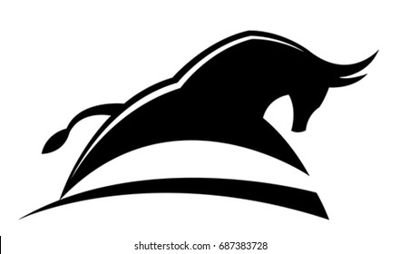 Black bull on a white background