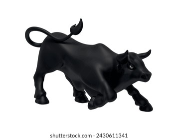 Black Bull realistischer 3D-Cartoon-Stil. Bulle isoliert auf weißem Hintergrund. Vektorgrafik