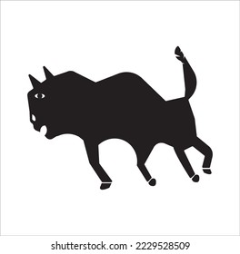 black bull runing icon vector