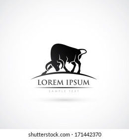 Black bull sign - vector illustration