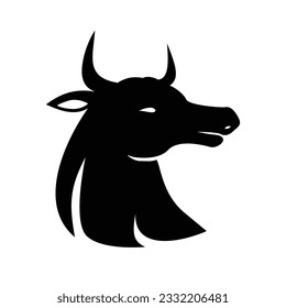 black bull silhouette design. wild buffalo sign and symbol.