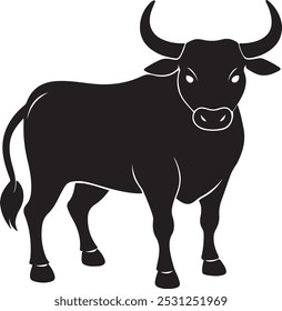 black bull silhouette icon vector image.eps