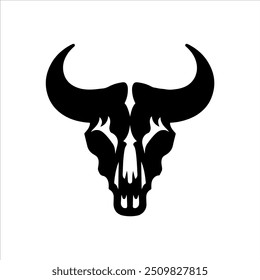 Black bull skull icon silhouette vector illustration design on white background.