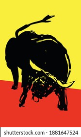 Black bull or spanish corrida illustration