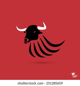 Black bull symbol, emblem - vector illustration 