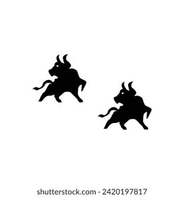 Black bull vector animal logo . Strong bull illustration design 