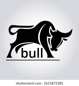 Black Bull Vector Logo – Modern Minimal Animal Emblem for Financial Advisors, Steakhouse Branding, and Powerful Business Identity
